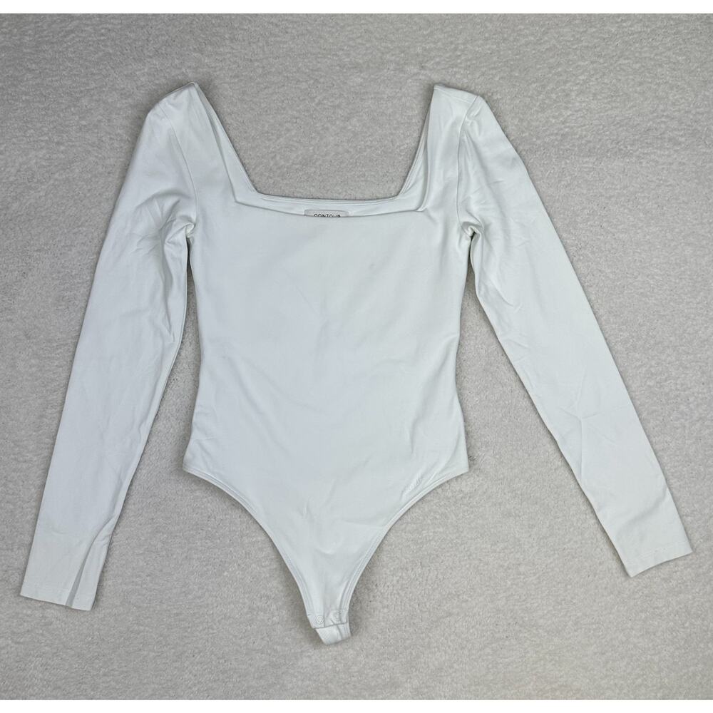 Aritzia Contour Bodysuit White Long Sleeve Square Neck Women’s Size S